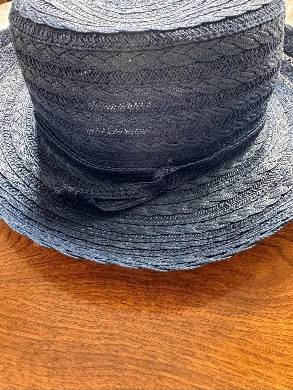 Liz Claiborne Wide 3” Brim Navy Straw Sun Hat